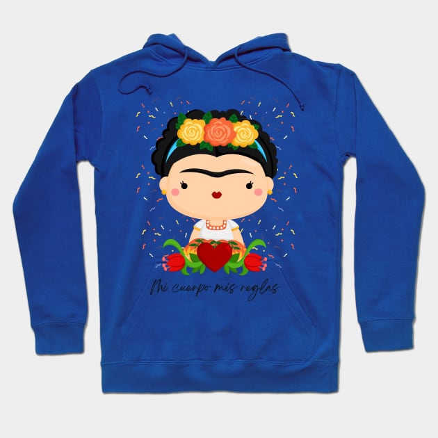 Mi cuerpo mis reglas my body my rules Frida Khalo Hoodie by Magic Store For You